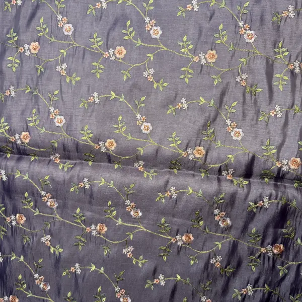 Purple all over floral thread work saree