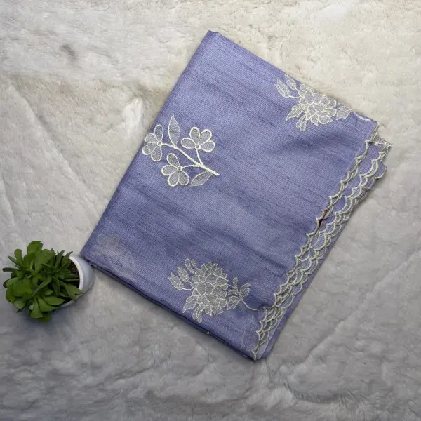 Lavender thread work kota cotton saree