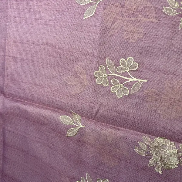 Rose pink thread work kota cotton saree