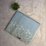 Powder Blue Semi-raw silk with thread work saree