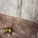 White & brown thread work kota cotton saree