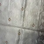 White & brown thread work kota cotton saree