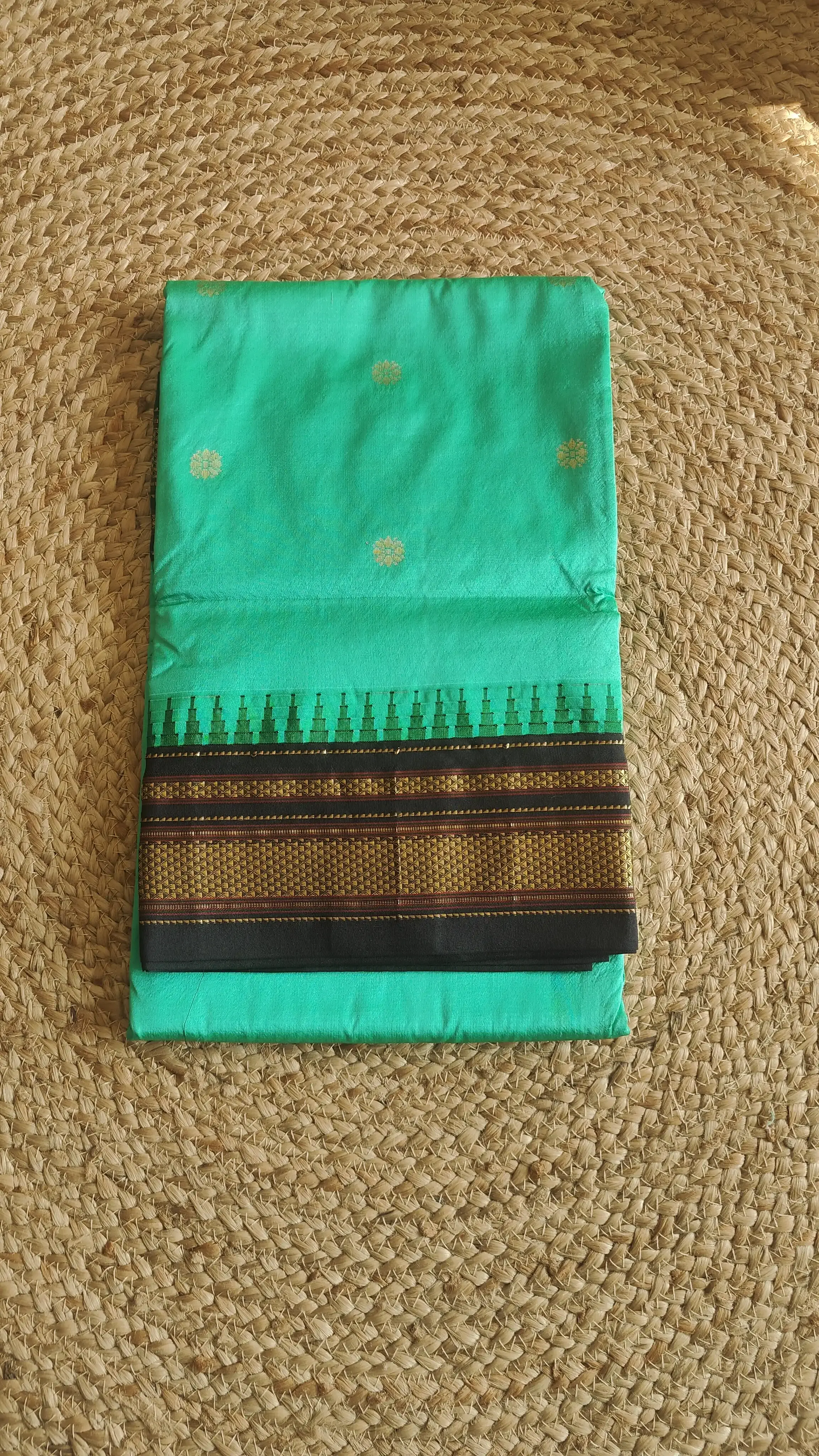 Ilakal Dark Sea Green Silk Saree