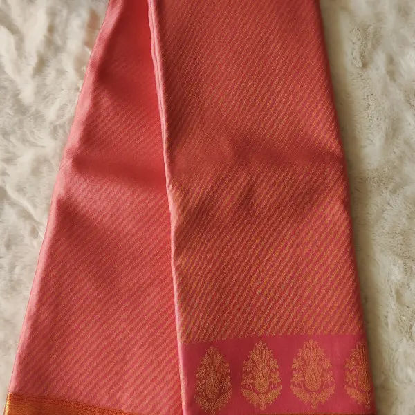 Pink self lehariya design flower motif Pure Kanchipuram Silk saree