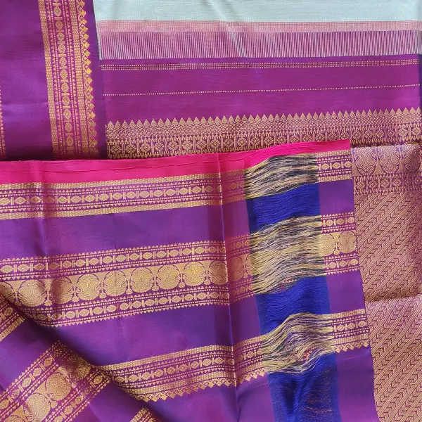 Sky blue small motif with rich bentex border Pure Kanchipuram silk saree