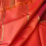 Red checks with orange bentex border Pure kanchipuram silk saree