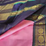 Pink and navy blue Pure kanchipuram silk saree