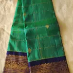 Green checks with navy blue contrast Pure kanchipuram silk saree