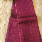Wine checks saree with pink pallu Pure kanchipuram silk saree