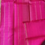 Wine checks saree with pink pallu Pure kanchipuram silk saree