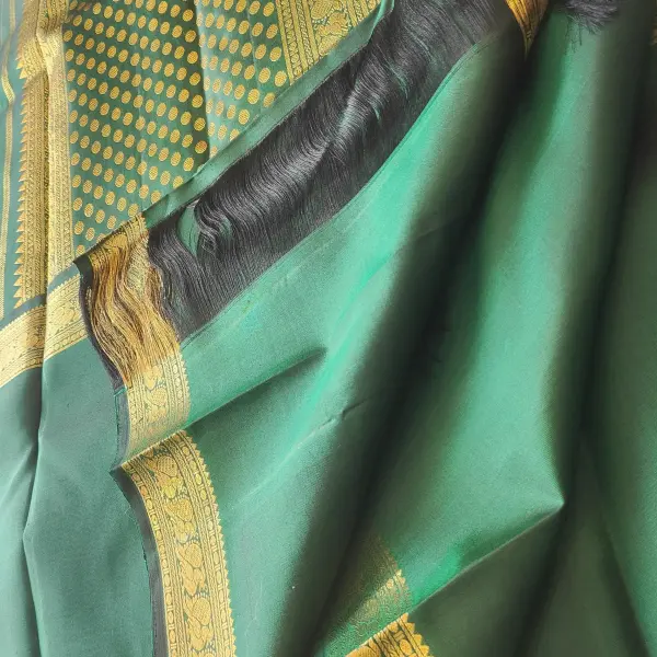 Red and green Pure kanchipuram silk saree