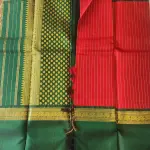 Red and green Pure kanchipuram silk saree
