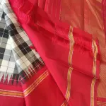Black and white checks saree with red border Pure kanchipuram silk saree