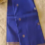 Royal blue small buttis with orange border pure silk saree