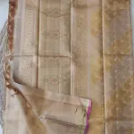Beige and pink pure silk saree