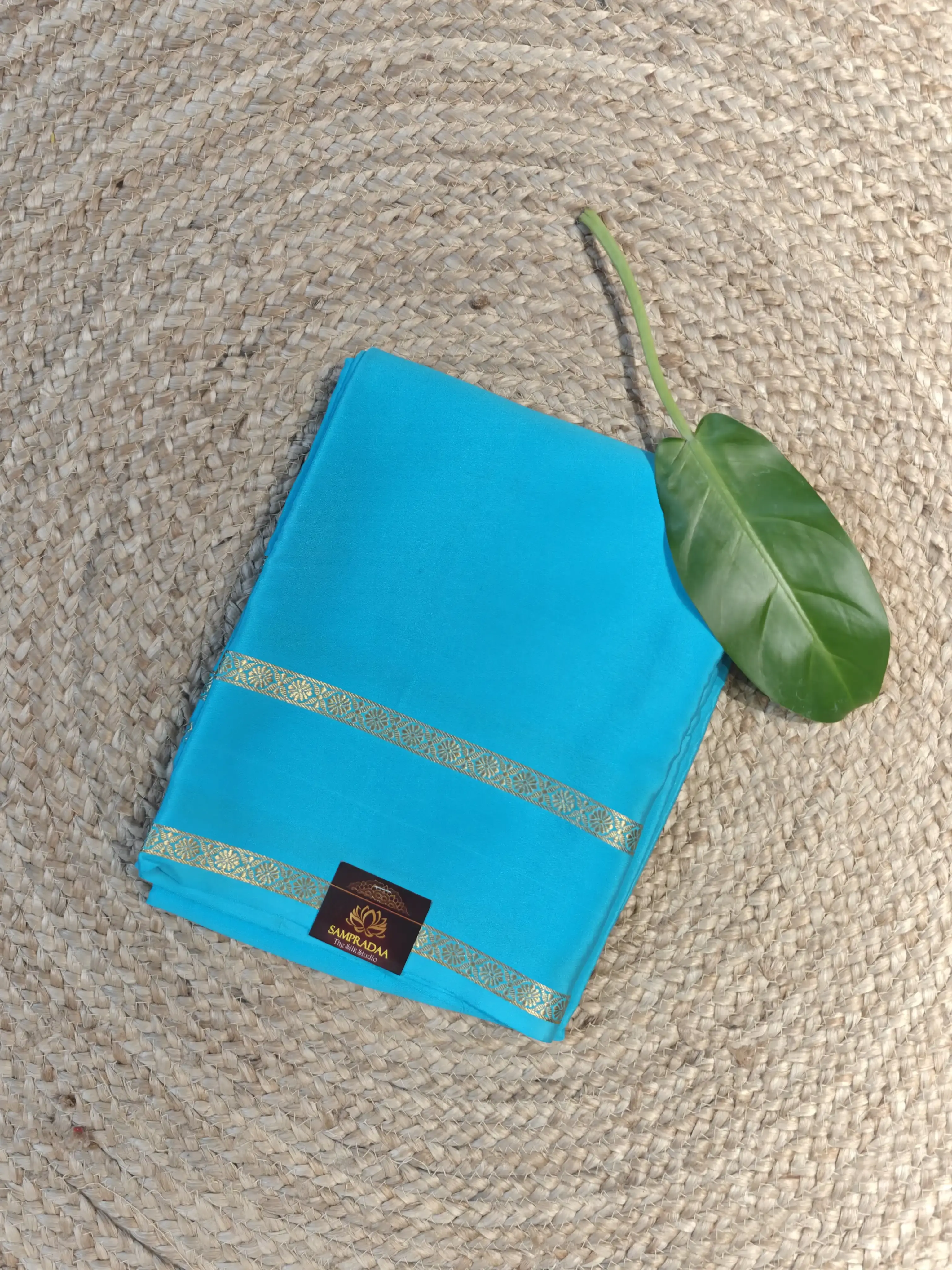 Blue bentex border pure crepe silk 120gsm