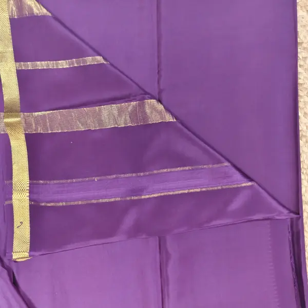 Purple plain Pure Mysore crepe silk saree 120gsm