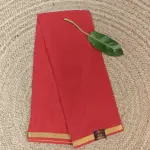 Cherry red plain Pure Mysore crepe silk saree 120gsm