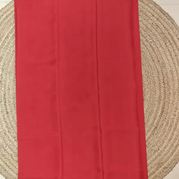Cherry red plain Pure Mysore crepe silk saree 120gsm
