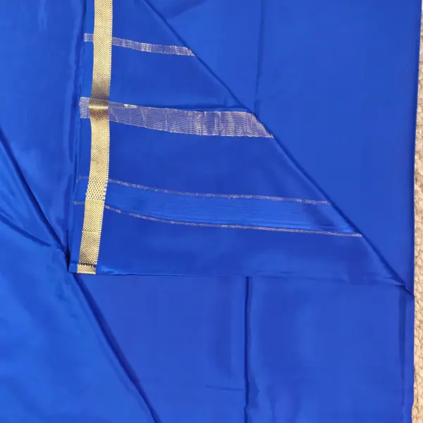 Royal Blue plain Pure Mysore crepe silk saree 120gsm