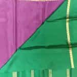 Magenta with Dark green border pure crepe silk saree 70gsm
