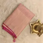 Baby pink contemporary floral pattern Pure kanchipuram silk saree