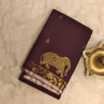 Chocolate brown with baby pink blouse Pure Kanchipuram silk saree