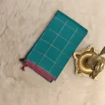 Blue checks with pink pallu pure kanchipuram silk saree