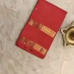 Cherry red with bentex border Pure kanchipuram silk saree