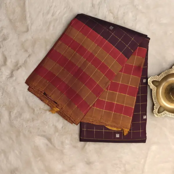 Chocolate brown with elegant border Pure kanchipuram silk saree