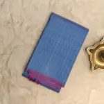 Blue dual shade checks pattern pure silk saree