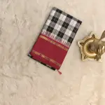 Black and white checks saree with red border Pure kanchipuram silk saree