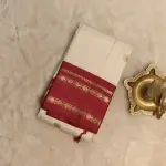 Cream checks with small motifs and red border traditional silk saree