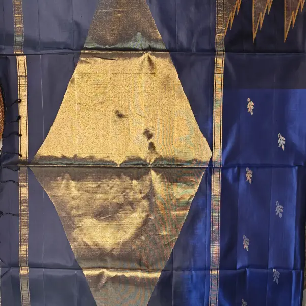 Navy Blue temple border small motifs soft silk saree