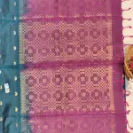 Dark green and maroon with mango motifs and kolam pallu soft silk saree