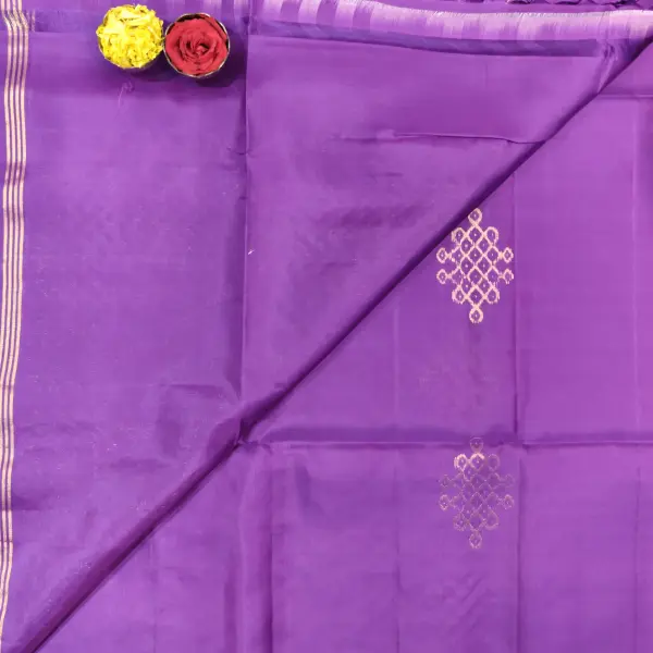 Purple kolam design kaddi border soft silk saree
