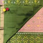 Pastel pink with green border soft silk saree