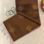 Brown with pastel pink kolam design soft silk saree