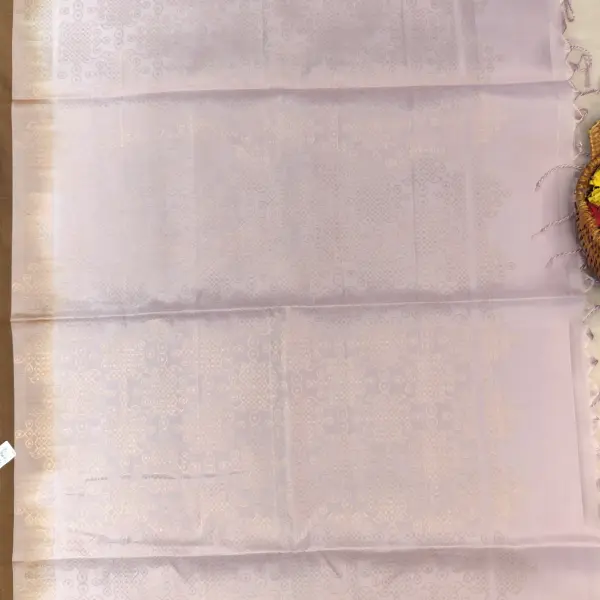 Brown with pastel pink kolam design soft silk saree