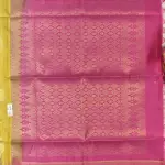Mustard yellow with rani pink border and checks pattern soft silk saree