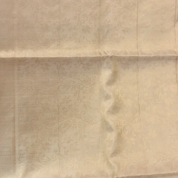 Cream Self design jaal pattern with peacock motif soft silk saree