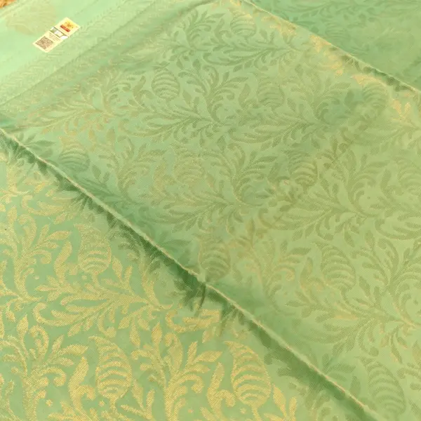 Sea green with big motifs soft silk saree
