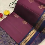 Maroon and navy blue with motifs all over body soft silk saree