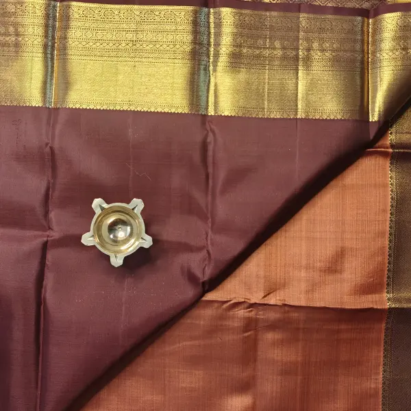 Rust Orange small motifs rich border silk saree