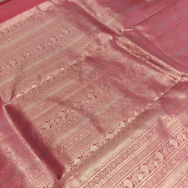 Beige and pink silk saree