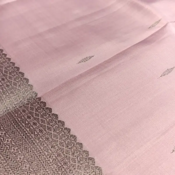 Pastel Pink with small motifs antique border silk saree