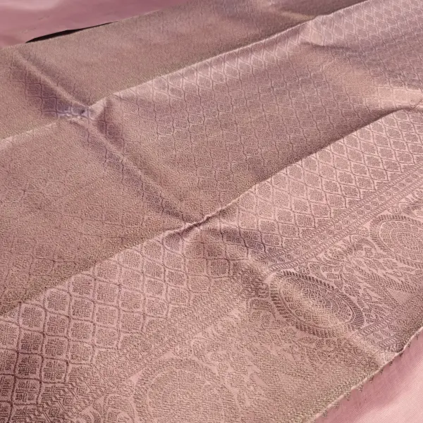 Pastel Pink with small motifs antique border silk saree