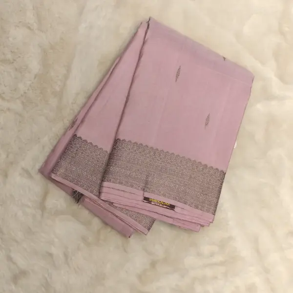 Pastel Pink with small motifs antique border silk saree