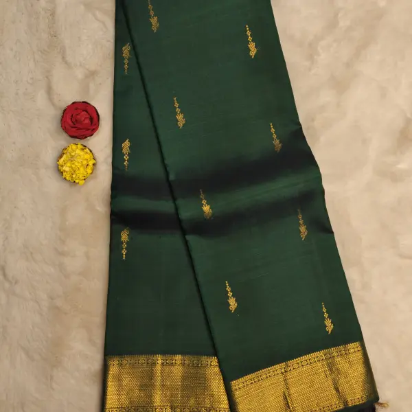 Dark Green with motifs silk saree