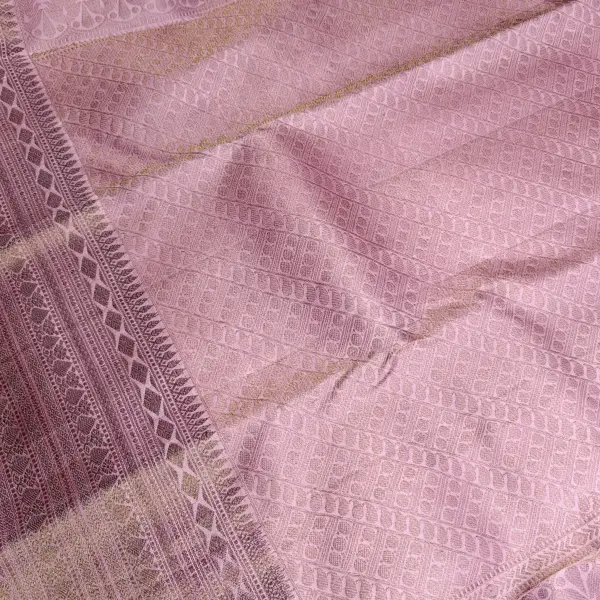 Rose pink antique zari border silk saree